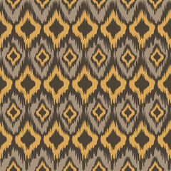 Ikat Ogee background - Ethnic folk seamless pattern. Abstract background for textile design, wallpaper, surface textures. Boho Style