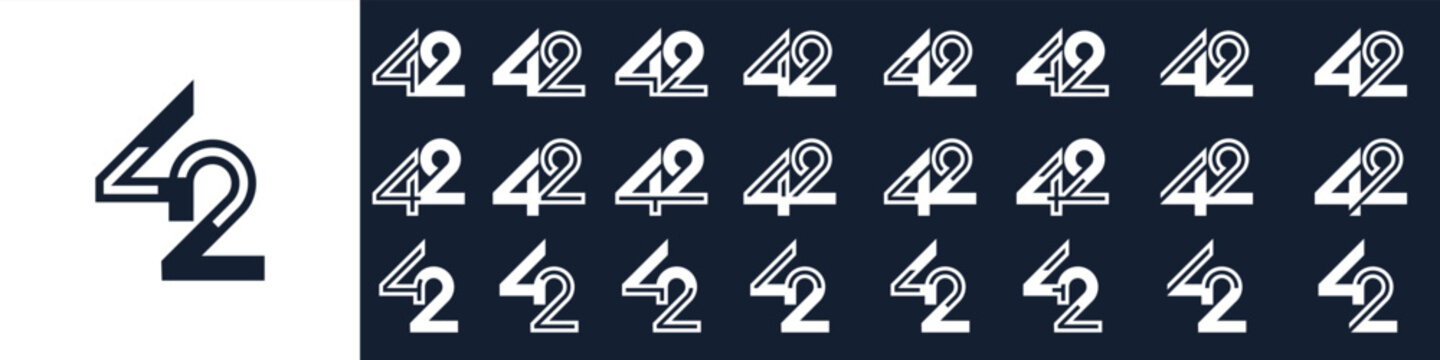 collection of creative number 42 logo designs. abstract forty-two design vector illustration