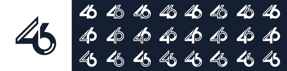 collection of creative number 46 logo designs. abstract forty-six design vector illustration