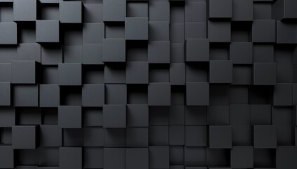 Abstract dark background with a geometric pattern of black cubes, minimalistic wallpaper design