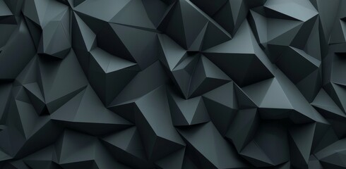 Abstract dark background with a geometric texture of black triangles for design and wallpaper