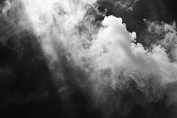 White smoke on black background - obrazy, fototapety, plakaty