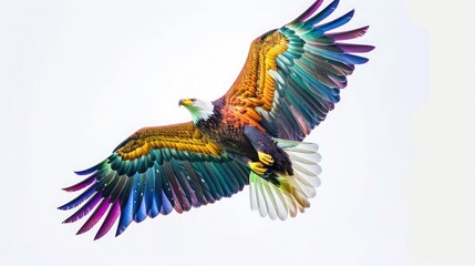 Eagle colorful rainbow white background
