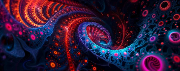 Foto op Plexiglas arrière-plan fractales psychédéliques - format panoramique © Fox_Dsign