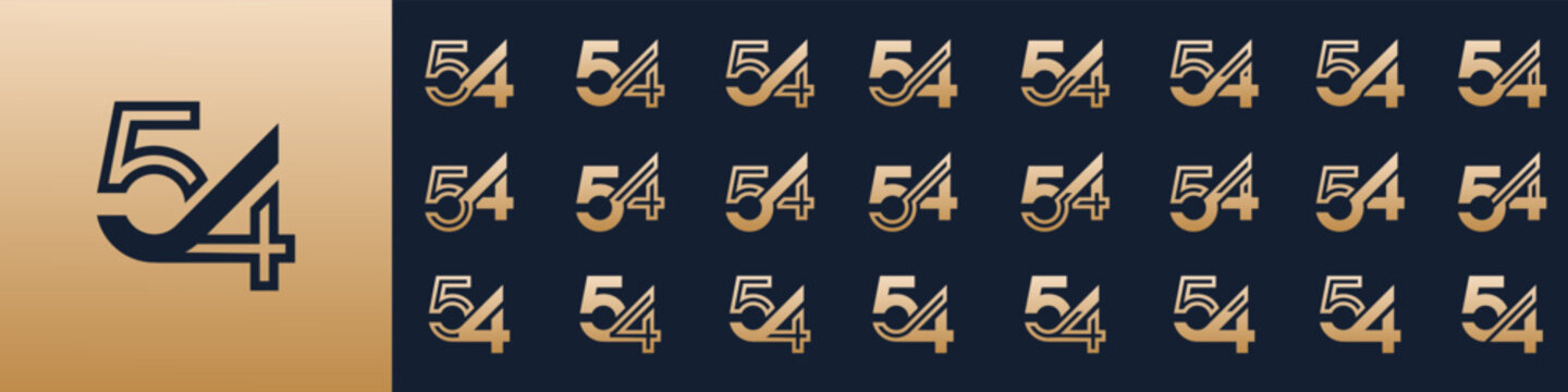 collection of creative number 54 logo designs. abstract fifty-four design vector illustration