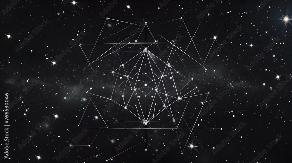 Aufkleber digital abstract network structure against starry sky. conceptual image of connection and technology