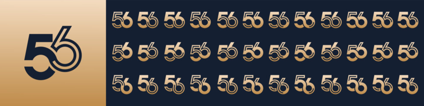 collection of creative number 56 logo designs. abstract fifty-six design vector illustration