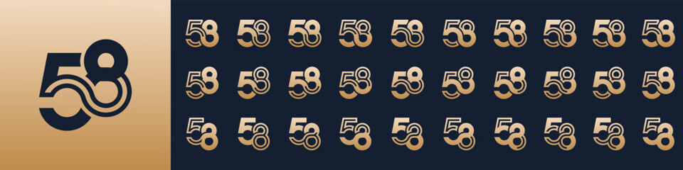 collection of creative number 58 logo designs. abstract fifty-eight design vector illustration