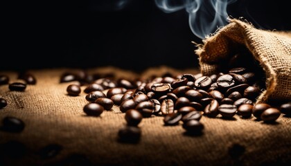 Coffee beans emit a delicate trail of smoke, hinting at the warm, inviting aroma of freshly roasted coffee.