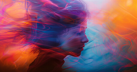 Abstract  background with female profile