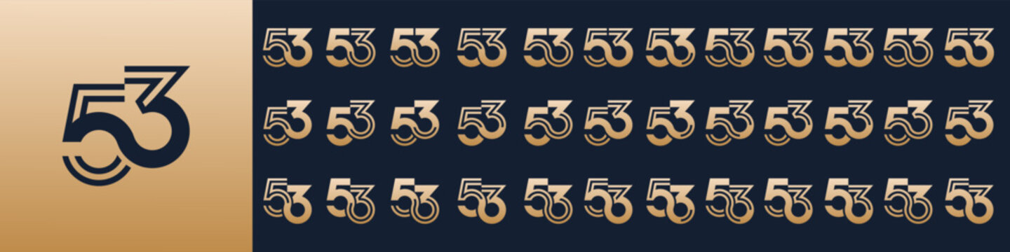 collection of creative number 53 logo designs. abstract fifty-three design vector illustration