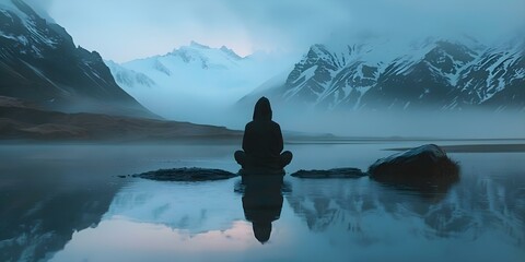 Creating a Tranquil Mind with Visual Mindfulness AI: Guided Meditation Session. Concept Meditation Techniques, Stress Relief, Mindfulness Practice, Mental Wellness, Relaxation Exercises
