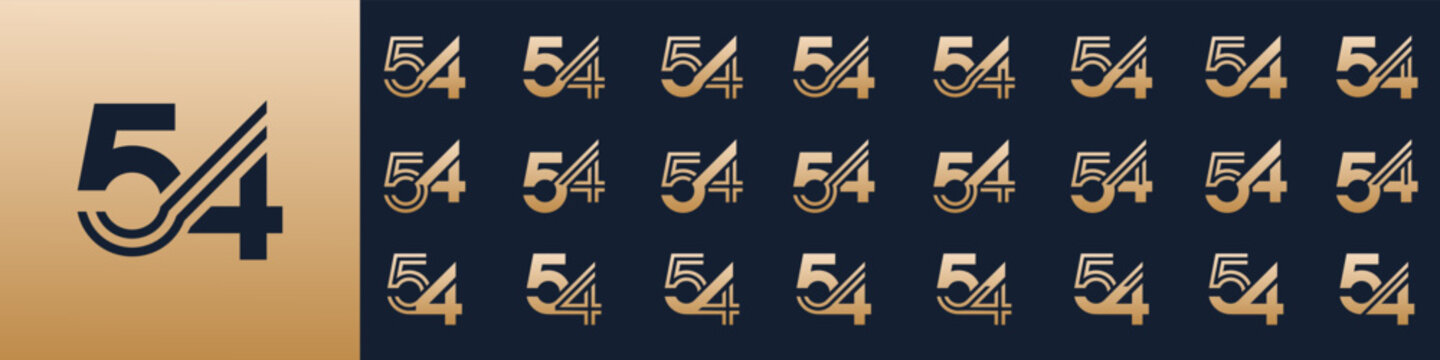 collection of creative number 54 logo designs. abstract fifty-four design vector illustration