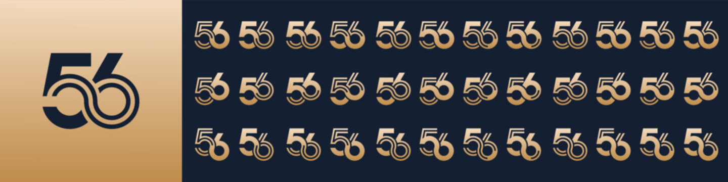 collection of creative number 56 logo designs. abstract fifty-six design vector illustration