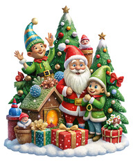 merry christmas and happy new year christmas santa claus with christmas tree santa sleigh reindeer snowman