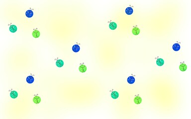 
Children's cartoon print pattern with cute bugs, insects, ladybugs. Beetles pattern art, simple drawing. Print for children's clothing, stationery, decor. Print for garden tools and accessories.