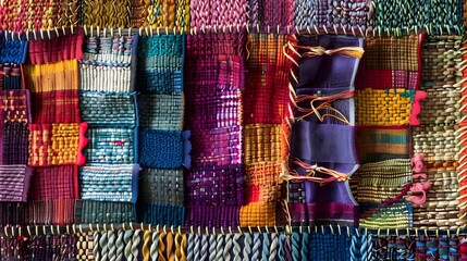 Woven Fibers with Vibrant Abstract Color Inserts for Stylish Decor and Visually Captivating Backgrounds