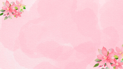 pink and green watercolor flower on pink background