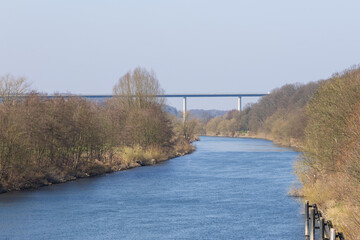 Panorama über der Ruhr von Essen Kettwig zur Ruhrtalbrücke
