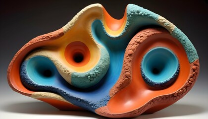 Vibrant Abstract Ceramic Sculpture With Organic F Upscaled 4