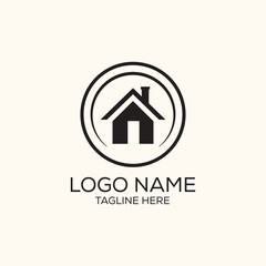 Minimalist real estate construction property corporate logo or icon