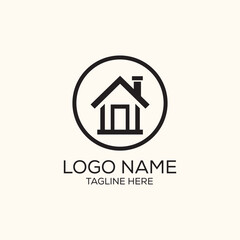 Minimalist real estate construction property corporate logo or icon