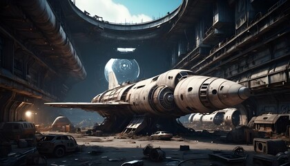 Vast Sci Fi Post Apocalyptic Spaceship Space Craft Upscaled 4