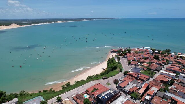 Aerial view of the beach in Bahia Formosa, Rio Grande do Norte, Brazil.