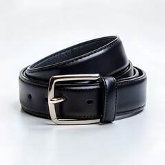 black leather belt isolated on white background
