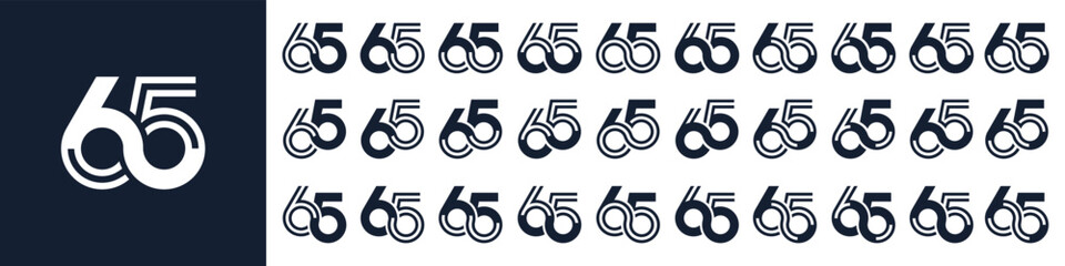 collection of creative number 65 logo designs. abstract sixty-five design vector illustration