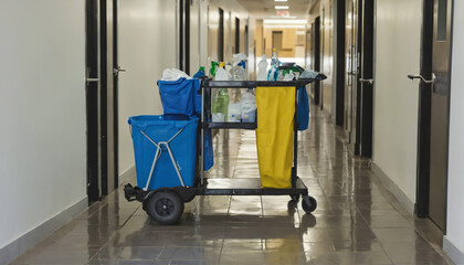 Professional cleaning services cart banner wide copy space with room for text - 766542429