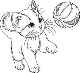 Cute Kitten playing ball, little cat with ball 