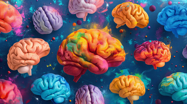 Fondo de pantalla con figuras de cerebros humanos