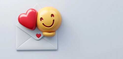 An emoji with a love letter and heart, representing romance or affectionate messages, on a white background with