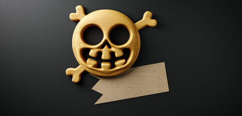 An emoji with a skull and crossbones, representing danger or death, on a black background with