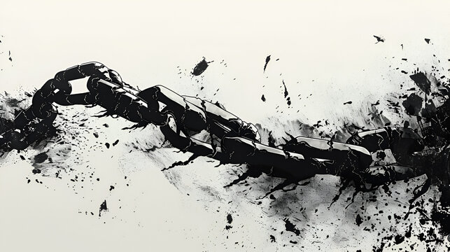 Broken chain black-and-white illustration, black day celebration, Generative AI
