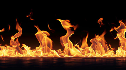 A long line of fire with a black background