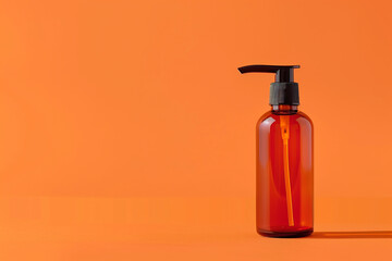 Contemporary skincare bottle on a bright orange isolated solid background for a burst of energy and vibrancy,