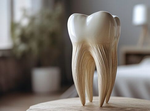 Artistic 3D Render of a Human Molar Tooth in Home Setting