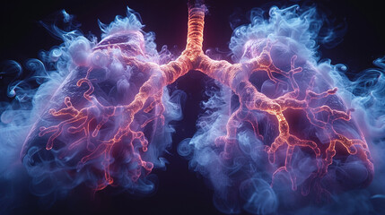 lungs bacterial infection  - obrazy, fototapety, plakaty
