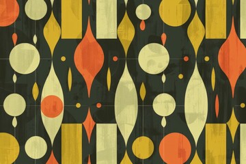 70s retro vintage inspired color scheme background with geometric shapes. 1970 mustard yellow, avocado green, burnt orange, funky music theme concept illustration design. 
