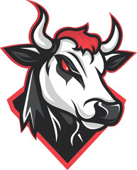 Elegance drawing art cow ox bull head logo design inspiration. Character for sport and gaming logo concept. - obrazy, fototapety, plakaty