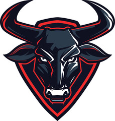Strong Mascot Rampaging bull with a modern vector-style logo. Isolated on a white background