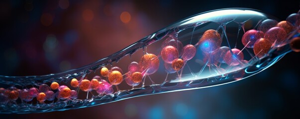 Future macro view of a DNA capsule, embodying galactic essence, a glimpse into advanced life sciences. - obrazy, fototapety, plakaty