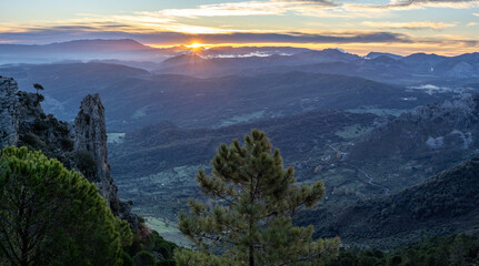 Fototapeta na wymiar Sunrise from Puerto de las Palomas viewpoint, Andalusia