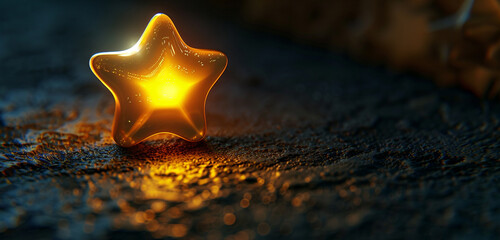 A close-up shot of a glowing star emoji on a dark backdrop.