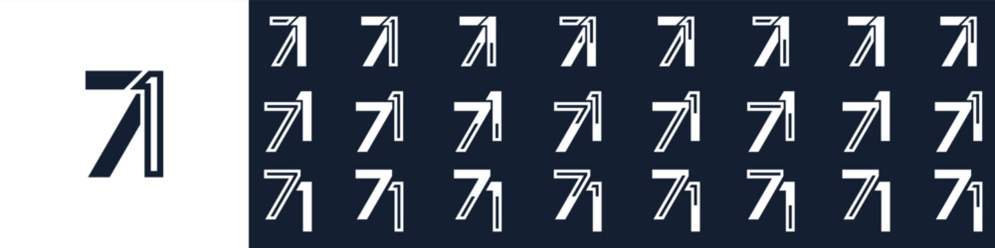collection of creative number 71 logo designs. abstract seventy-one design vector illustration