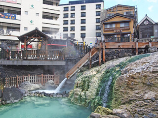 草津温泉の湯畑。