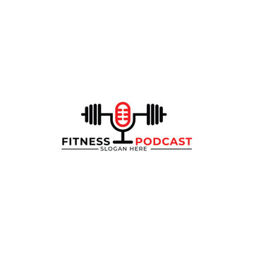 Fitness podcast logo design icon template