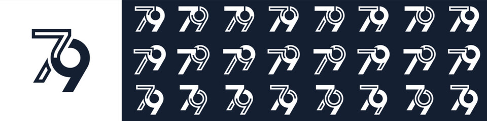 collection of creative number 79 logo designs. abstract seventy-nine design vector illustration